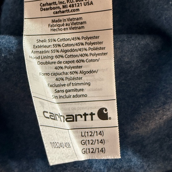 Carhartt Women's Half Zip Steel Blue Hoodie - Picture 7 of 8